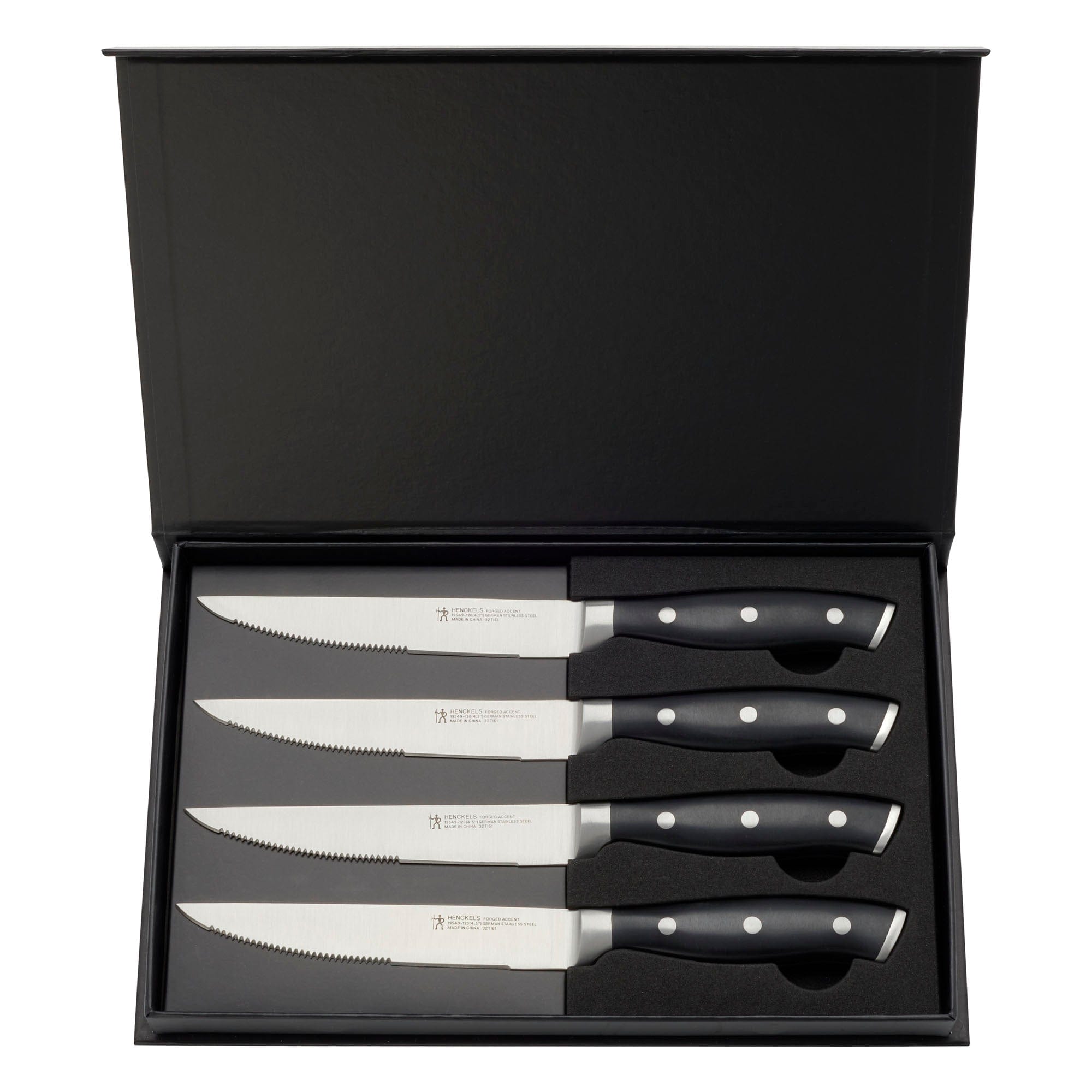 Henckels Forged Accent Set of 4 Steak Knife Set, German Engineered, Black