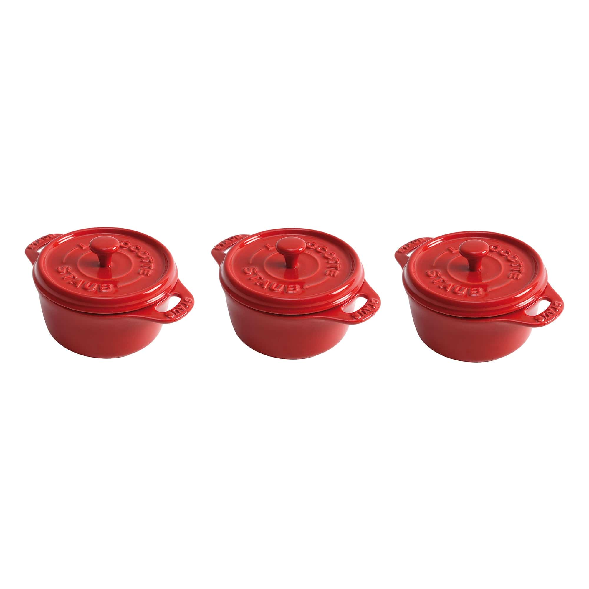 Staub Ceramic 3-pc Mini Round Cocotte Set - Cherry