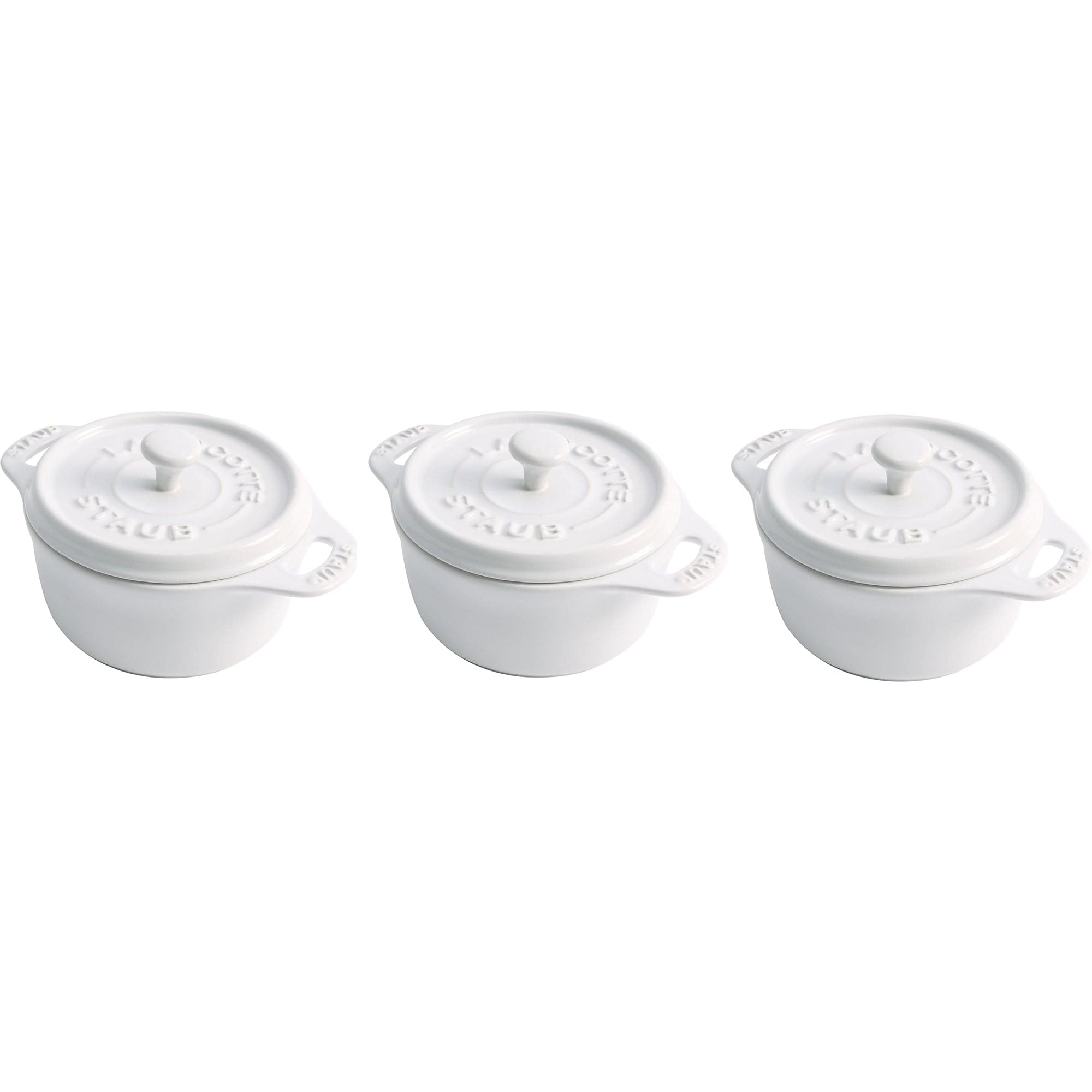 Staub Ceramic 3-pc Mini Round Cocotte Set - White