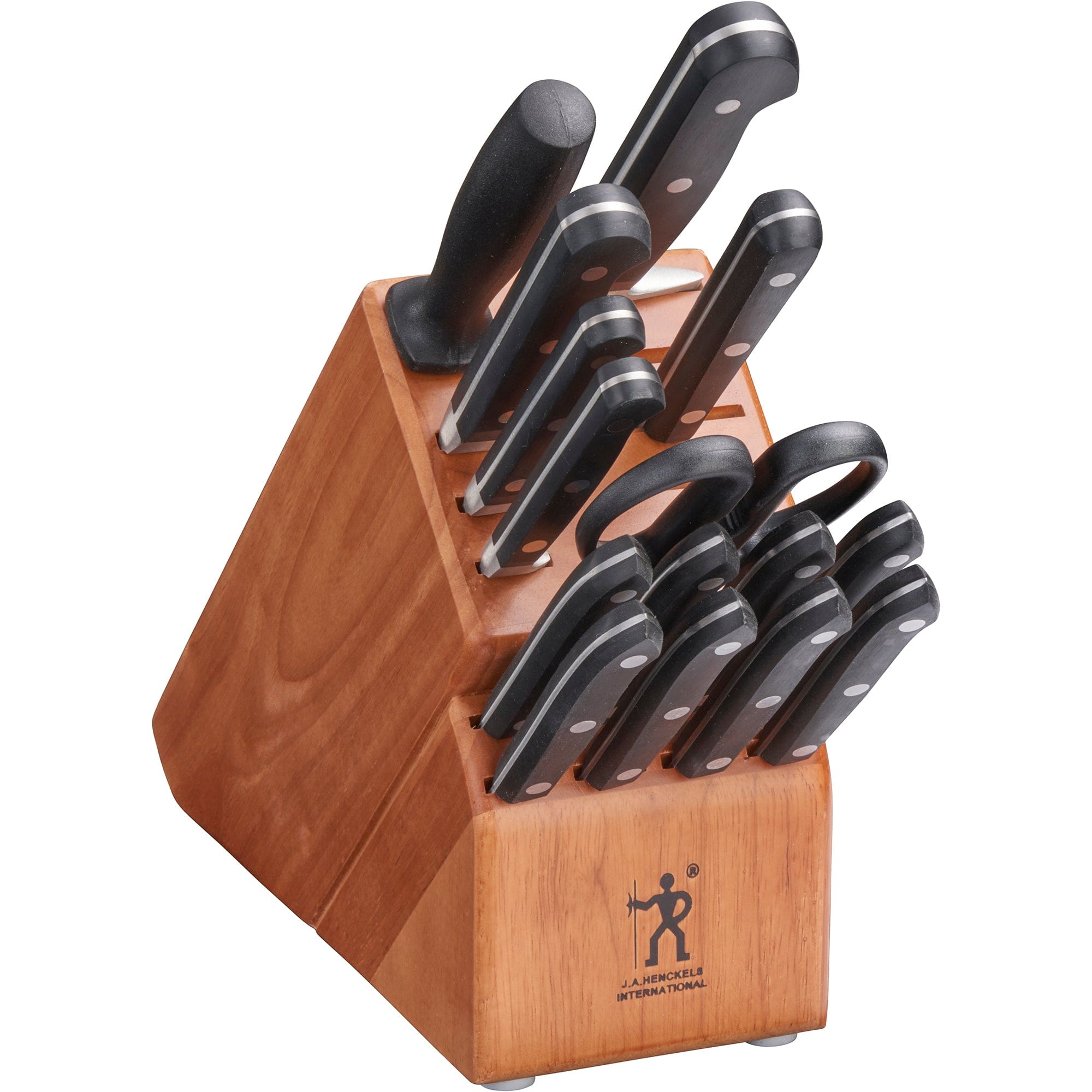 Henckels Classic 16-Piece Knife Block Set, Chef's Knife, Serrated Utility Knife, Bread Knife, Steak Knives, Black