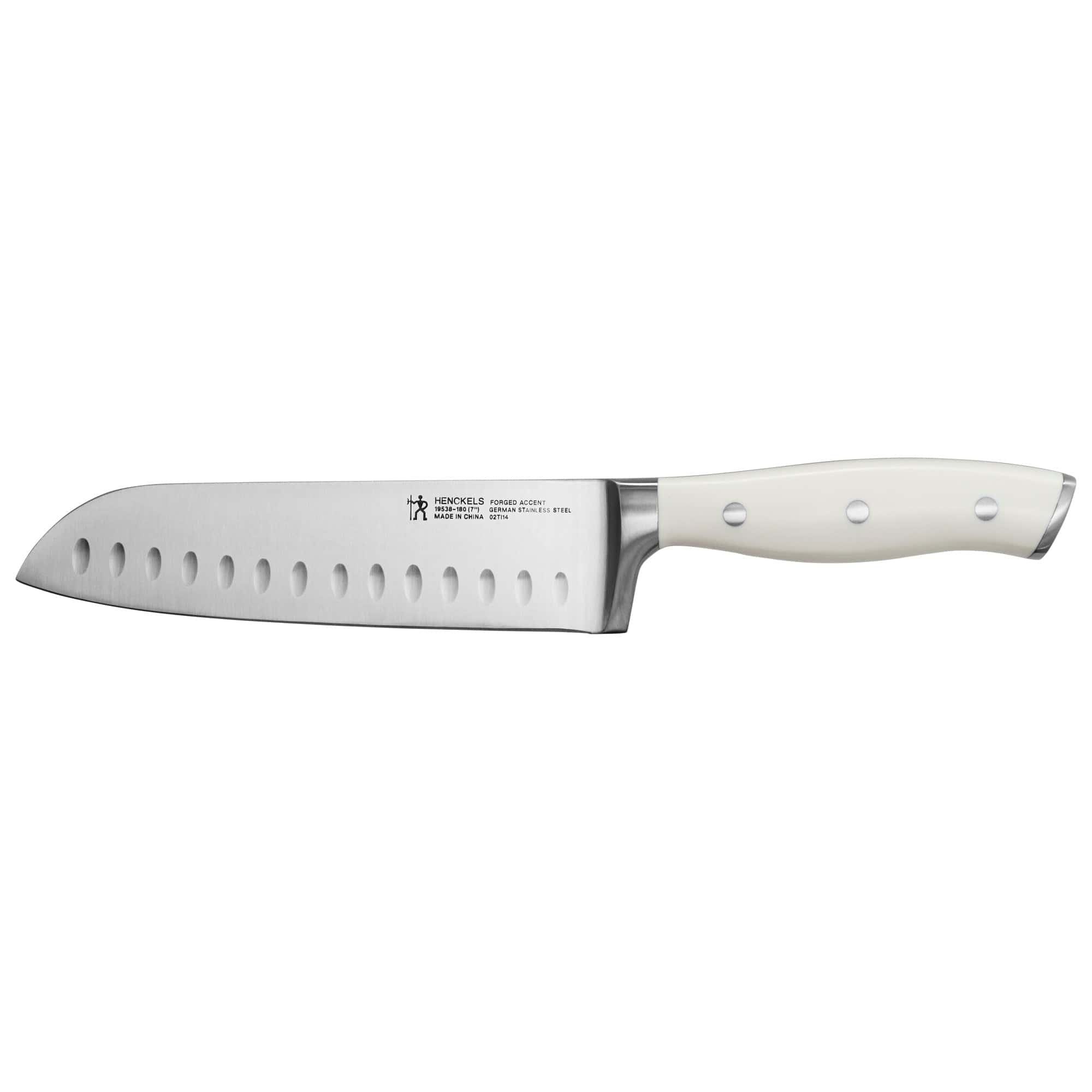 Henckels Forged Accent 7-inch Hollow Edge Santoku Knife - White Handle