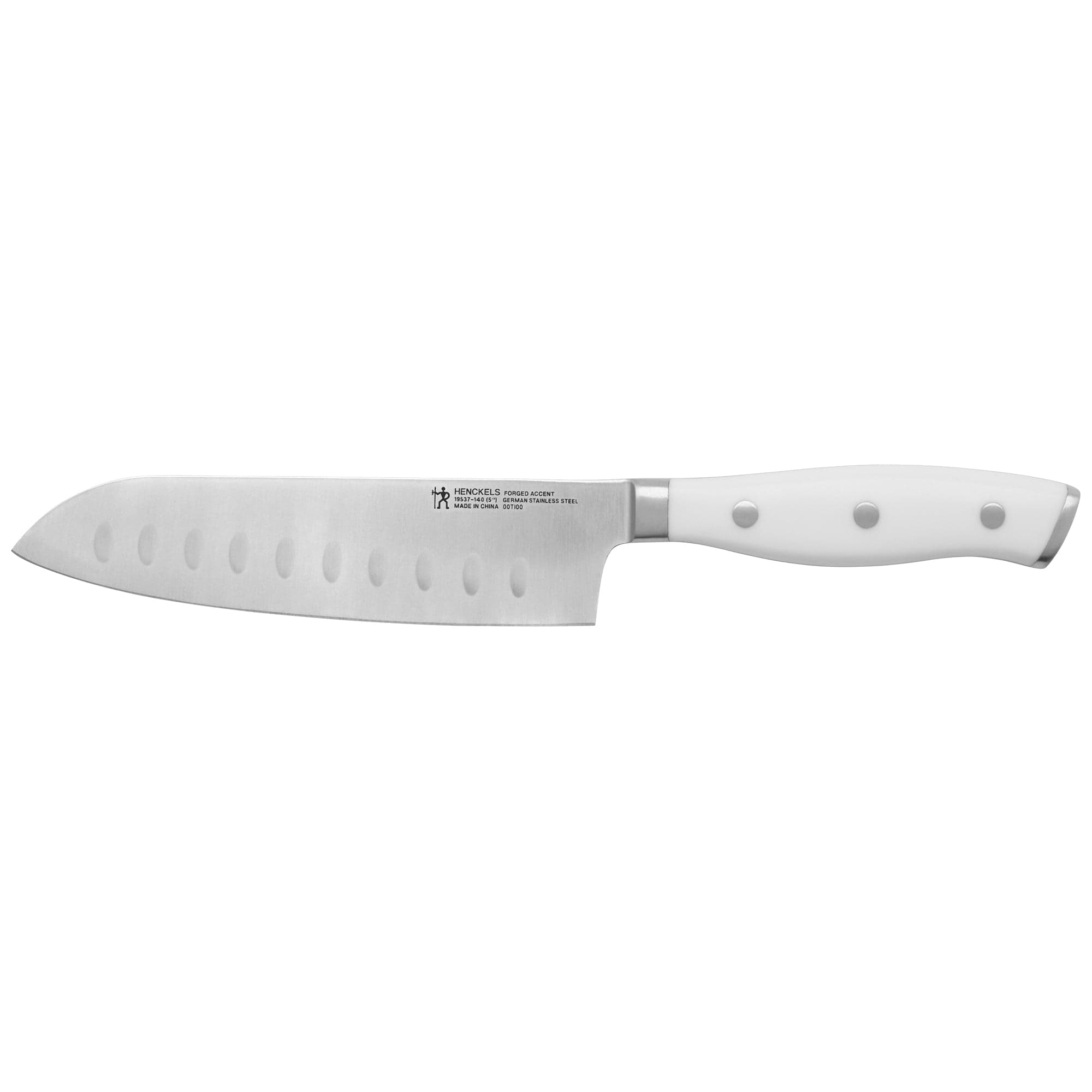 Henckels Forged Accent 5-inch Hollow Edge Santoku Knife - White Handle