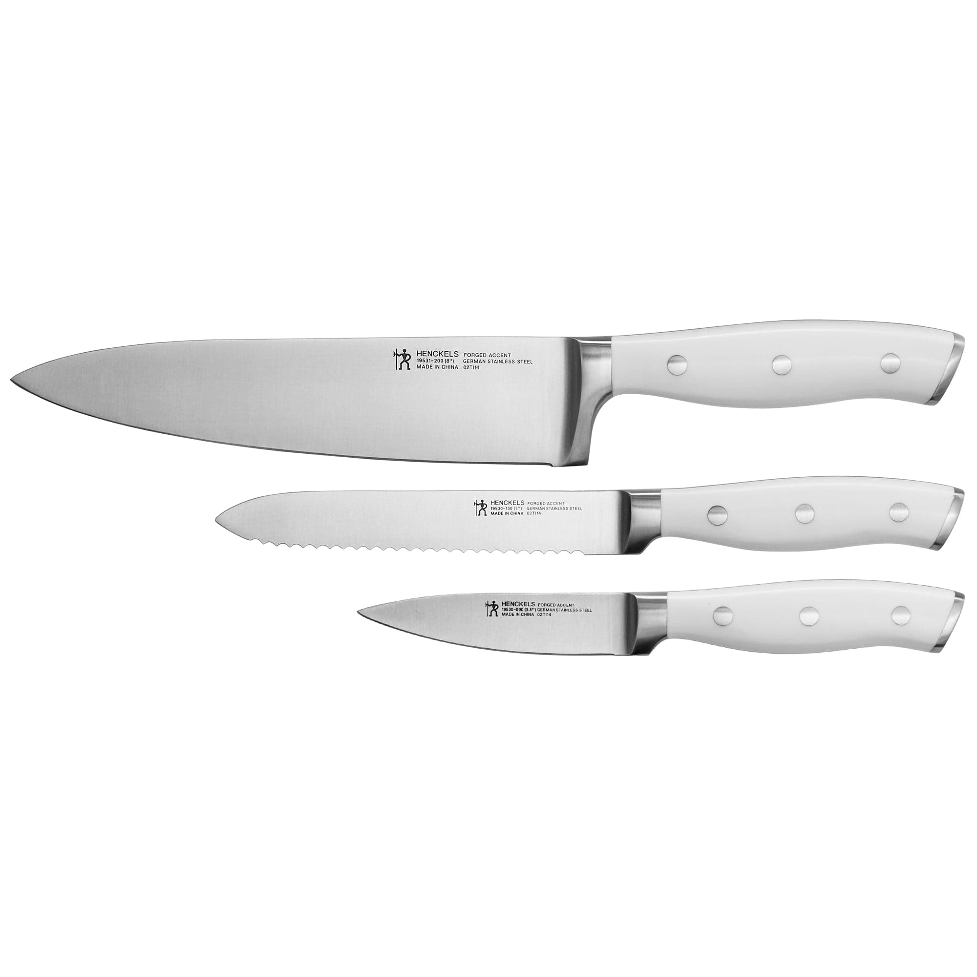 Henckels Forged Accent 3-pc Starter Knife Set - White Handle