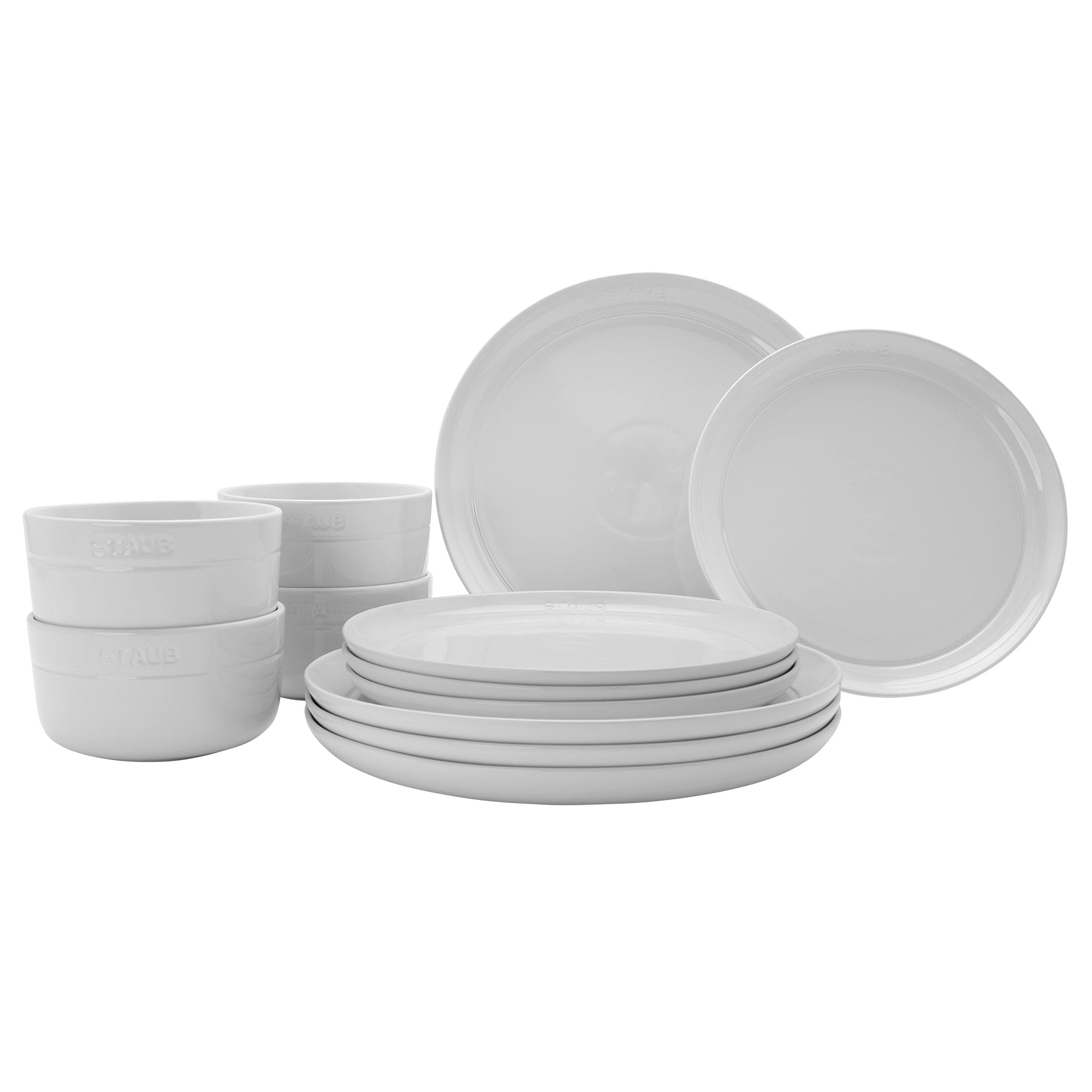 Staub Ceramic Dinnerware 12-pc Set - White