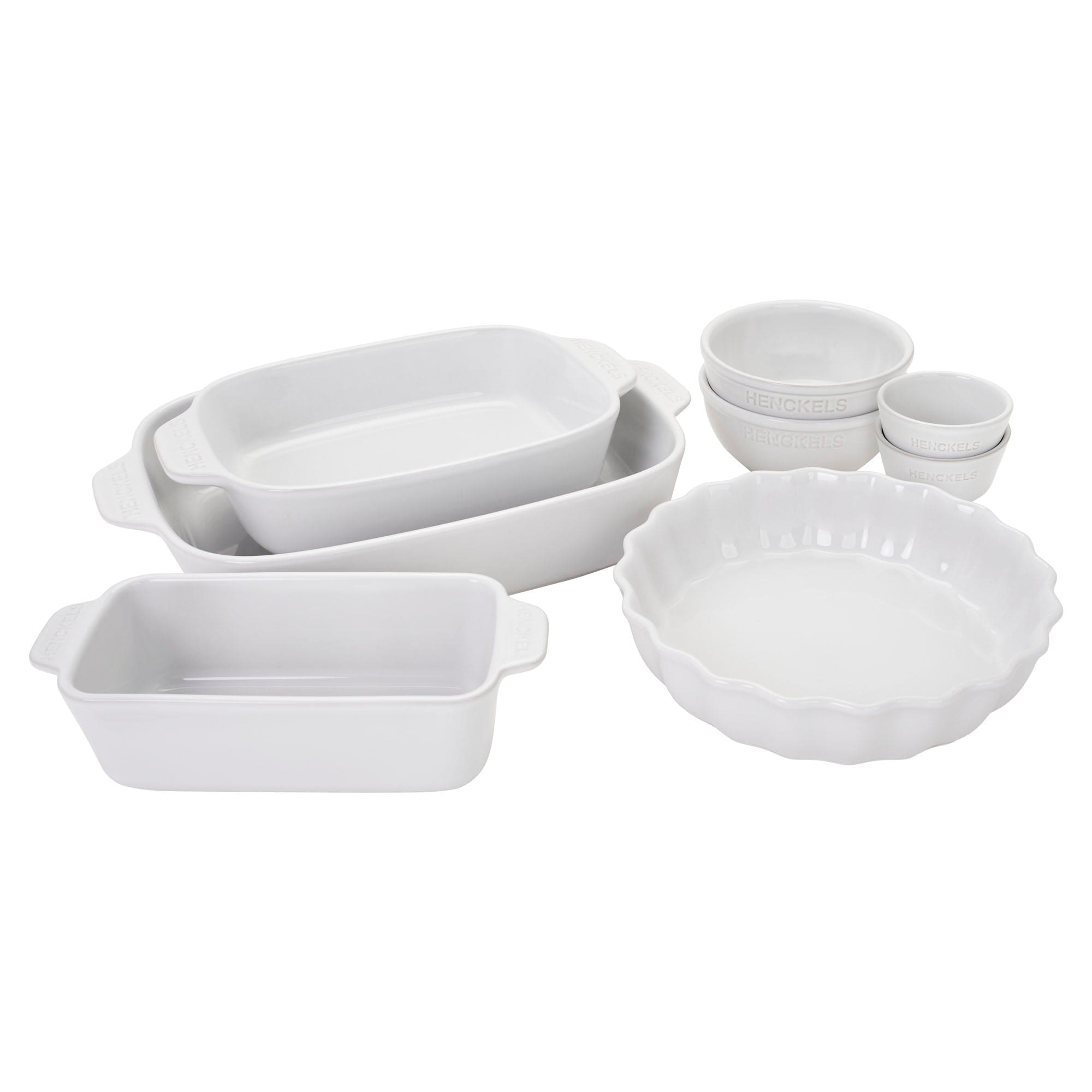 Henckels Ceramic 8-pc Mixed Bakeware & Serving Set - White