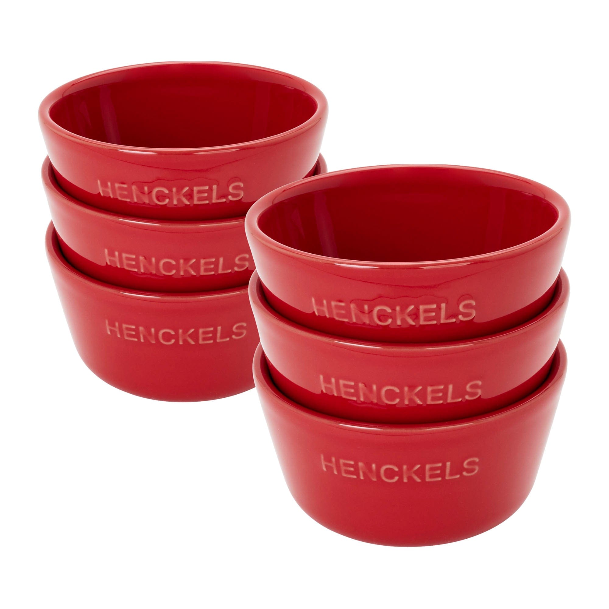 Henckels Ceramic 6-pc Round Ramekin Set - Cherry Red