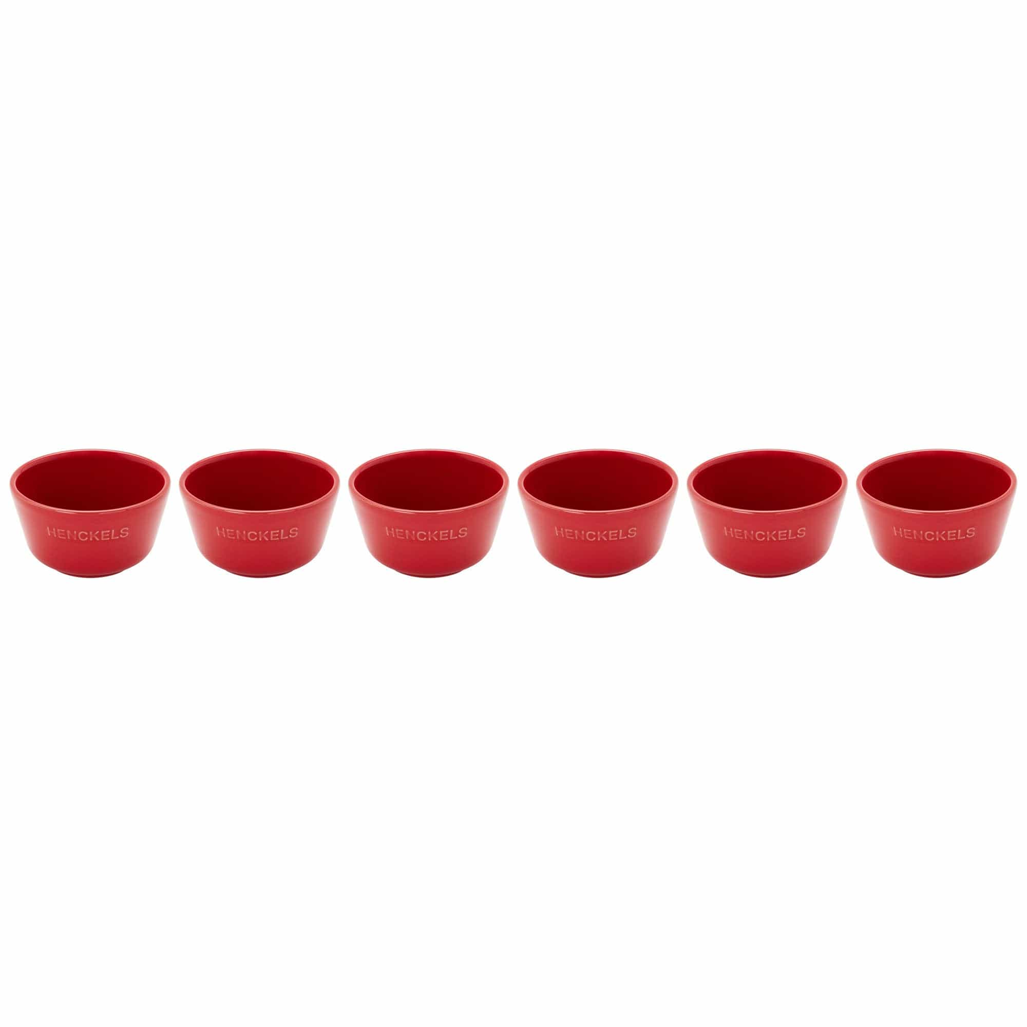 Henckels Ceramic 6-pc Round Ramekin Set - Cherry Red