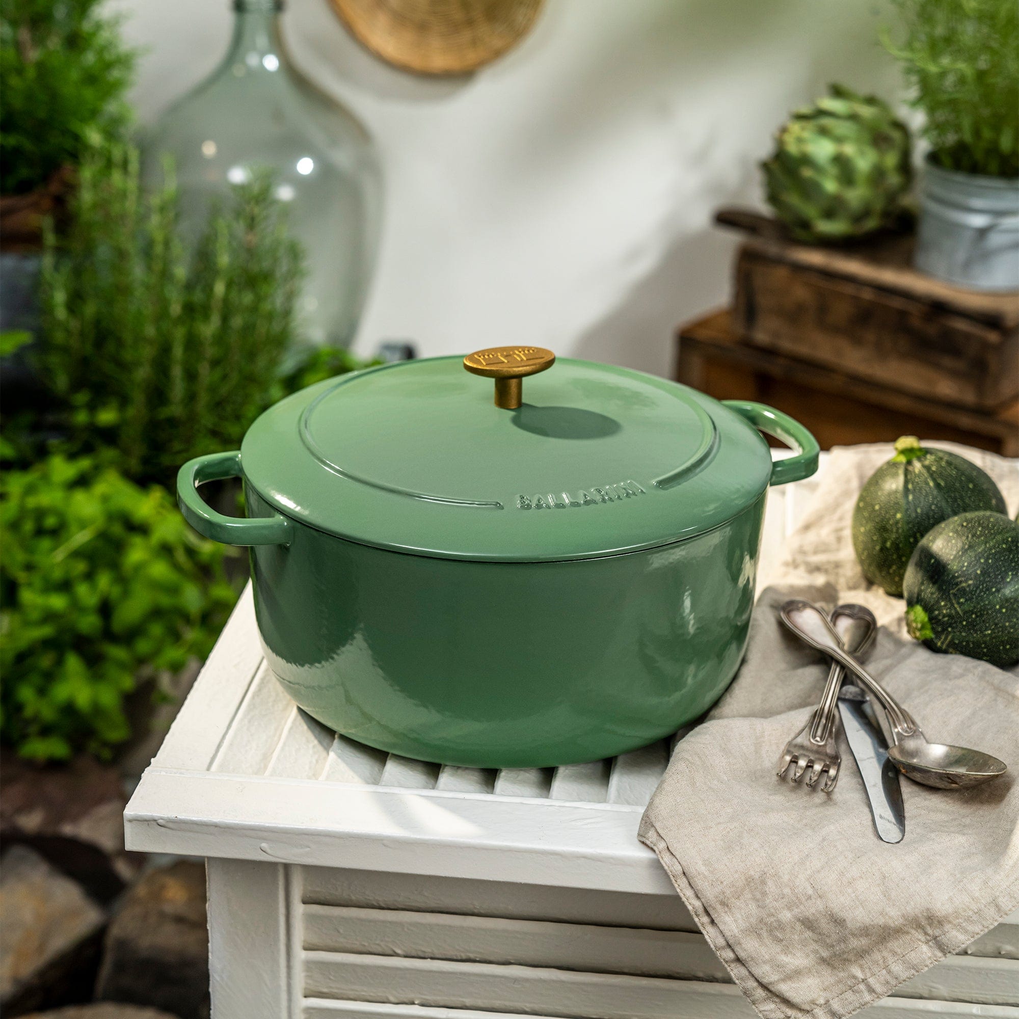 Ballarini Bellamonte Cast Iron 7.5-qt Round Dutch Oven - Saggio Green