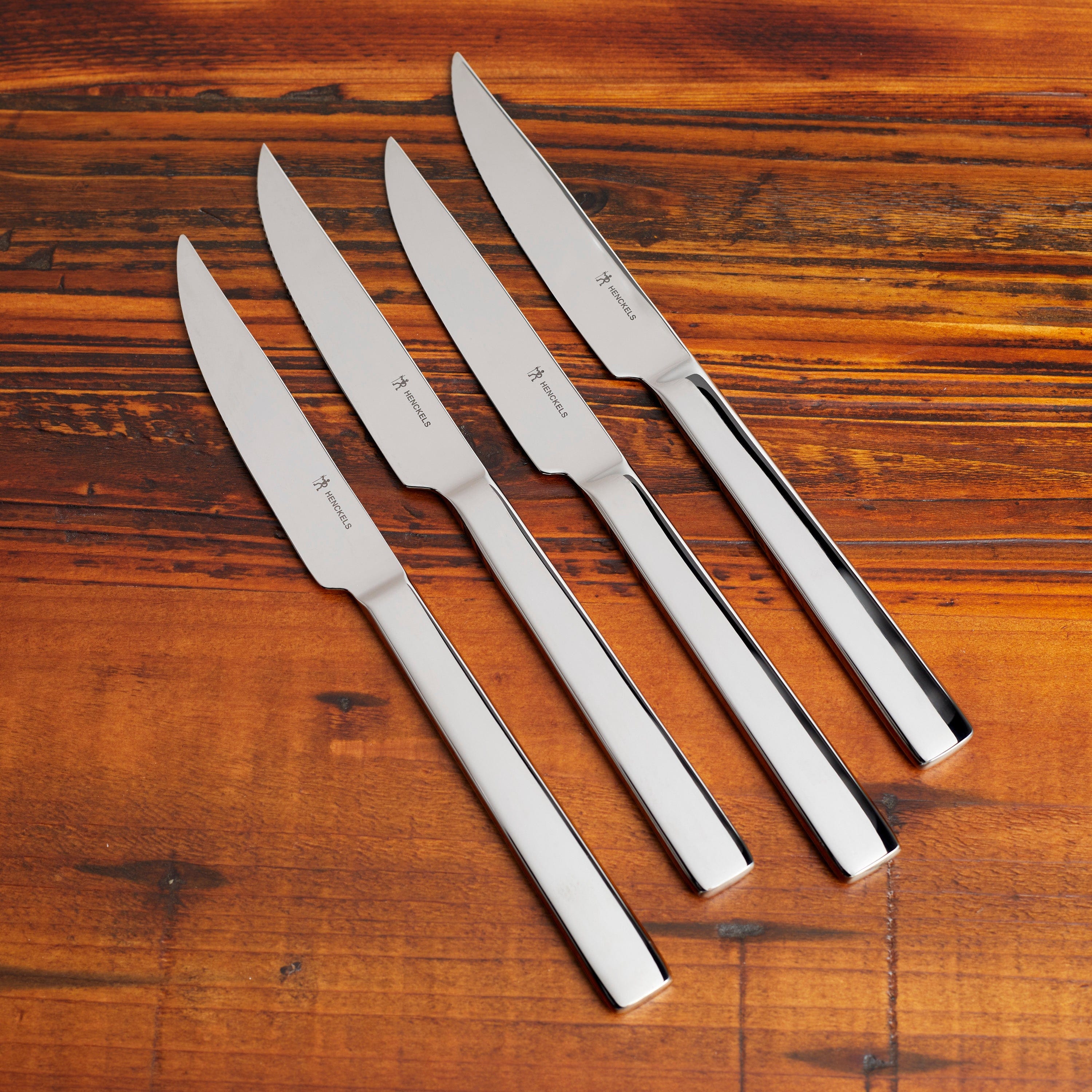 Henckels 4-pc Polished Stainless Steel Serrated Steak Knife Set