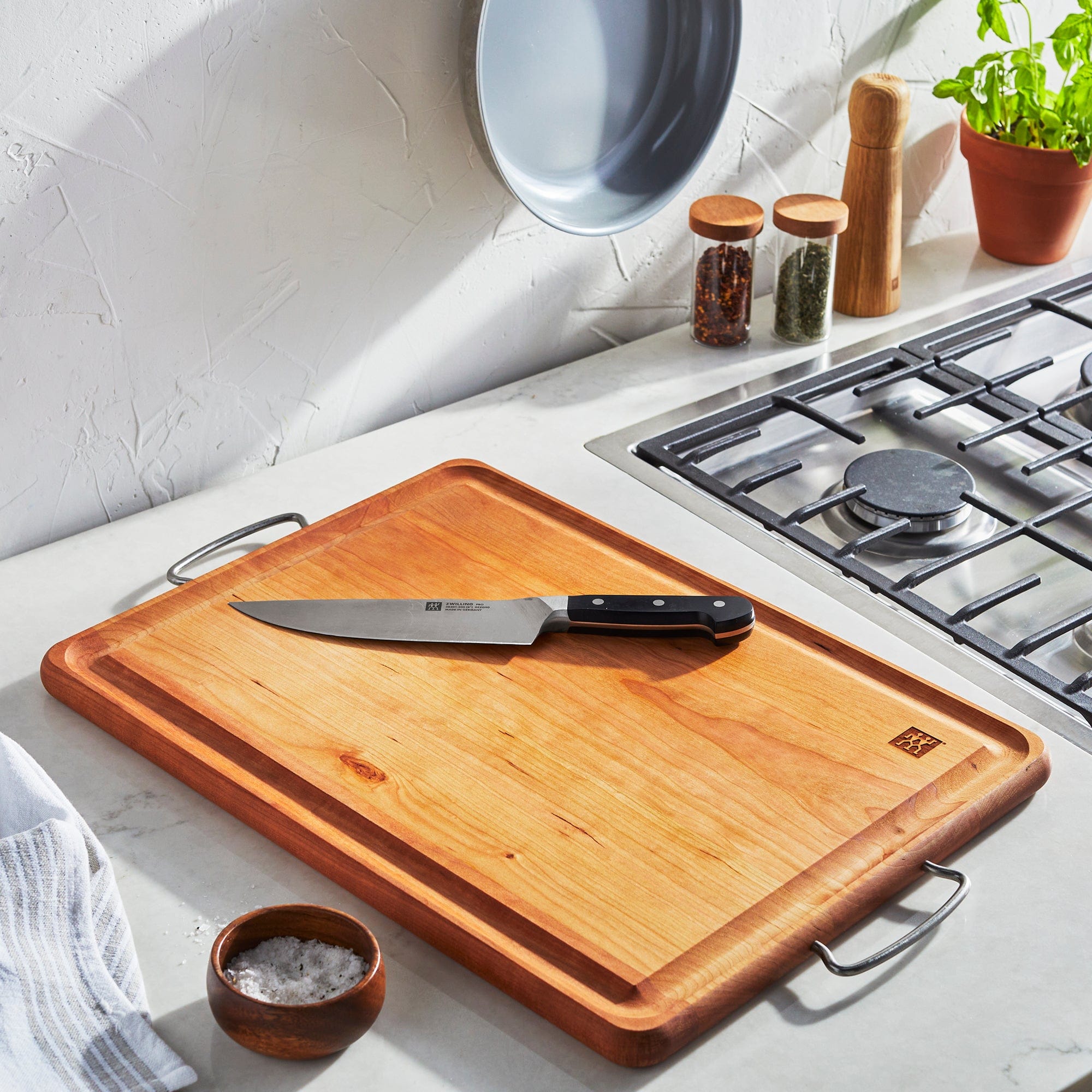 Zwilling Cherry Wood Carving Board with Handles