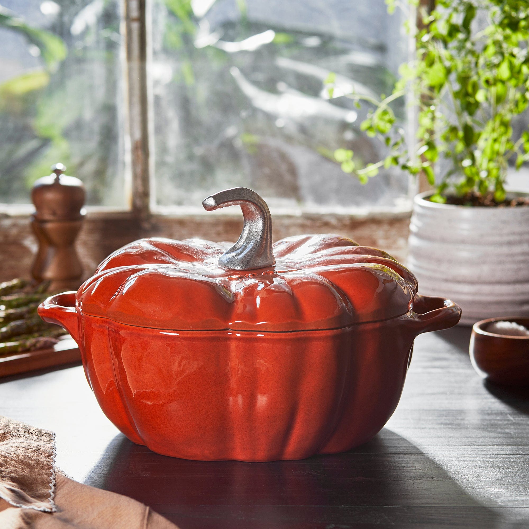 Staub Cast Iron 3.5-qt Pumpkin Cocotte with Stainless Steel Knob - Burnt Orange