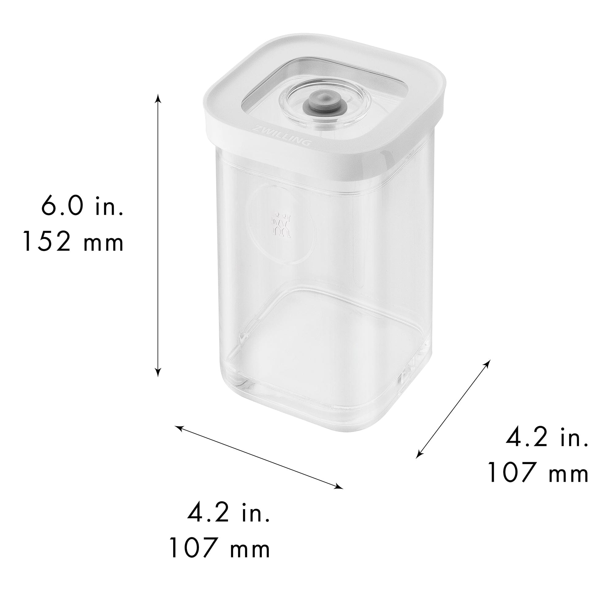 Zwilling Fresh & Save Cube Boxes, Plastic, Airtight Dry Food Storage Container, Small Medium Height Cube, 2S Container, .87-qt