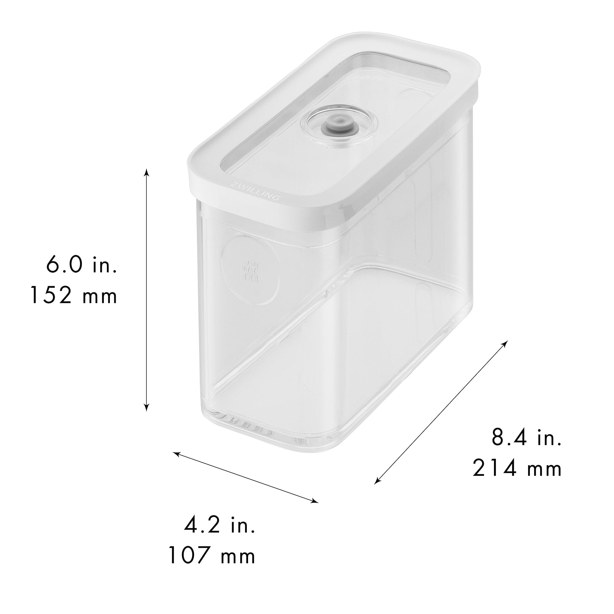 Zwilling Fresh & Save Cube Boxes, Plastic, Airtight Dry Food Storage Container, 2-pc Medium Tall Cube Set, 2M Container, 1.9-qt