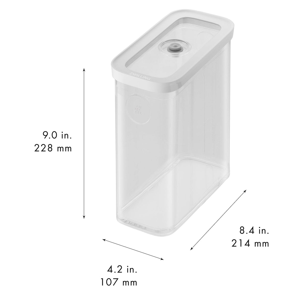 Zwilling Fresh & Save Cube Box, Plastic, Airtight Dry Food Storage Container, Medium X-Tall Cube, 3M Container, 3-qt