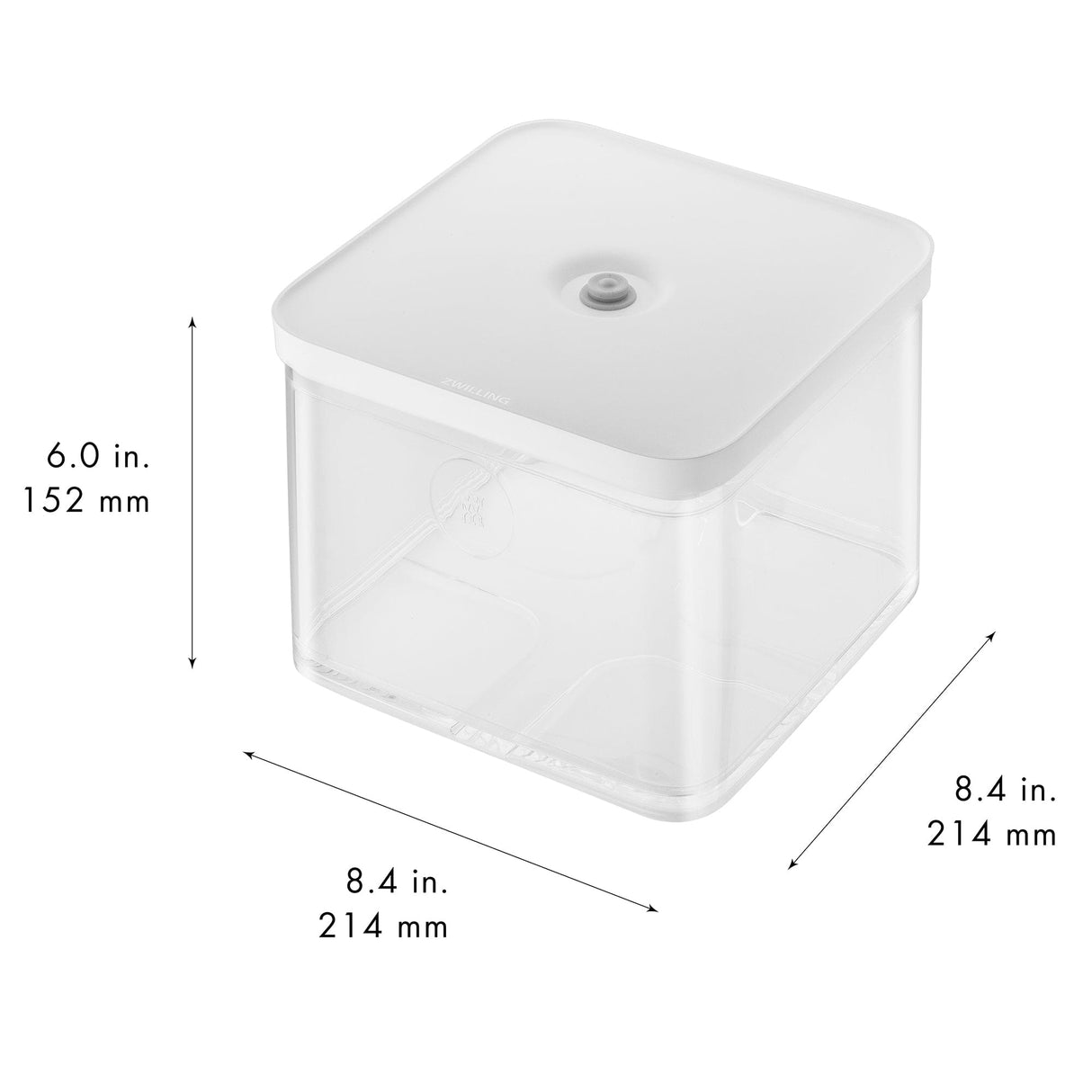 Zwilling Fresh & Save Cube Box, Plastic, Airtight Dry Food Storage Container, Large Tall Cube, 2L Container, 4.2-qt