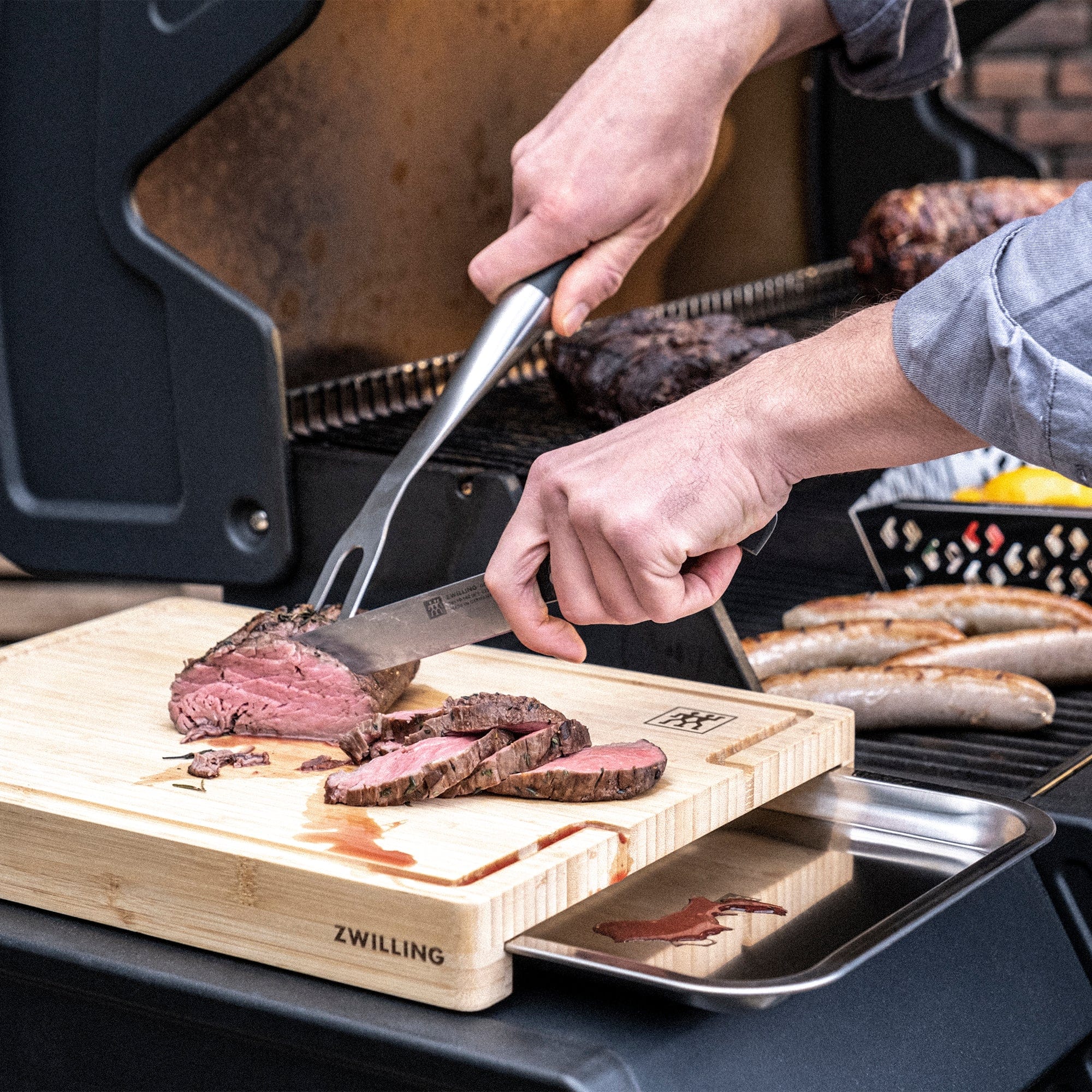 Zwilling BBQ+ Bamboo Cutting Board with Tray