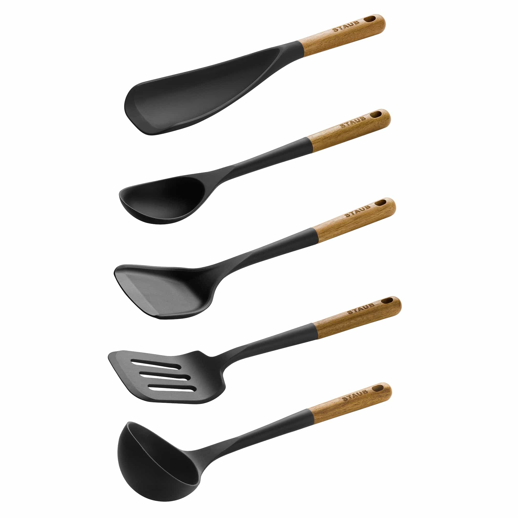 Staub Silicone with Wood Handle 5-pc Cooking Utensil Set