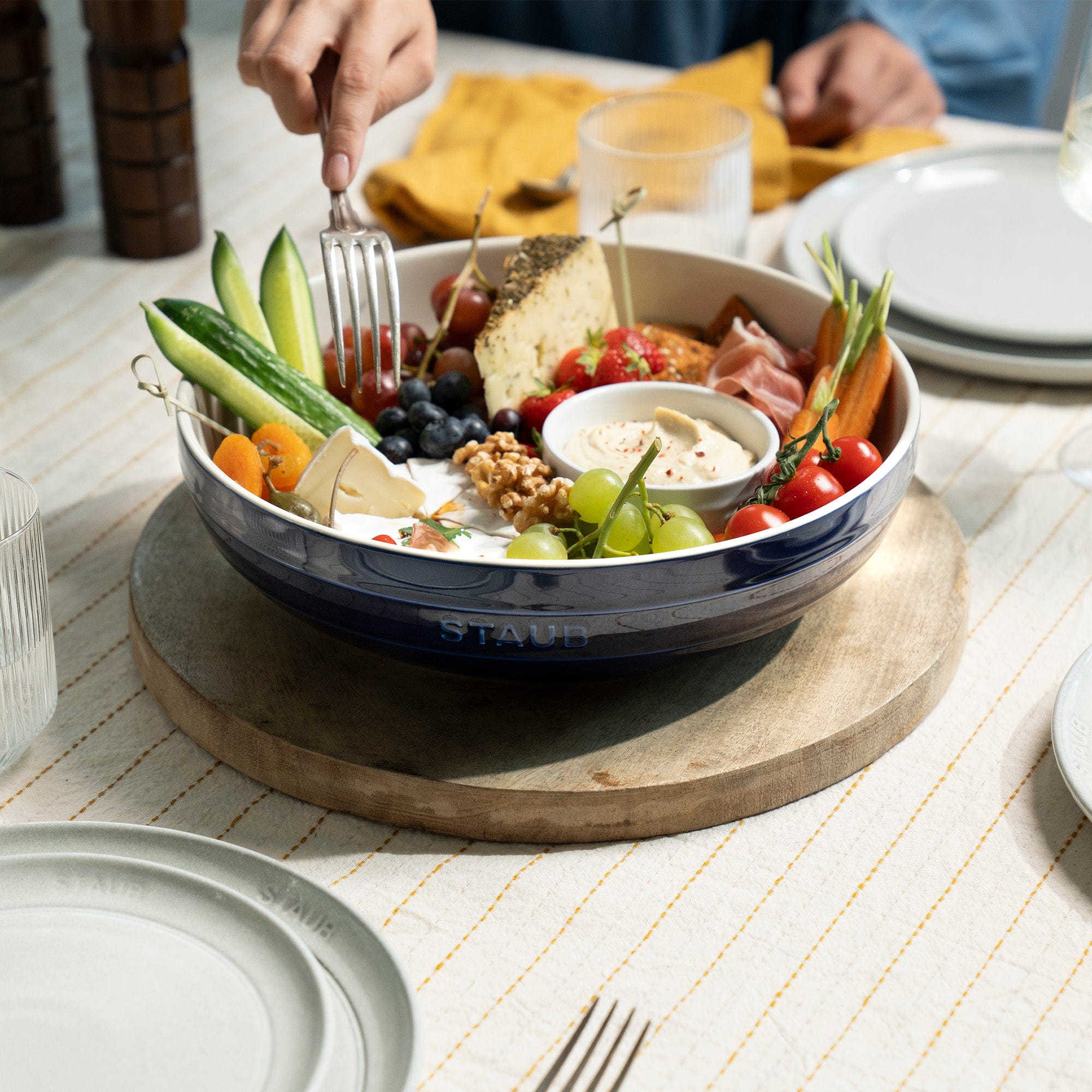 Staub Ceramic 11.5-inch Shallow Serving Bowl - Dark Blue