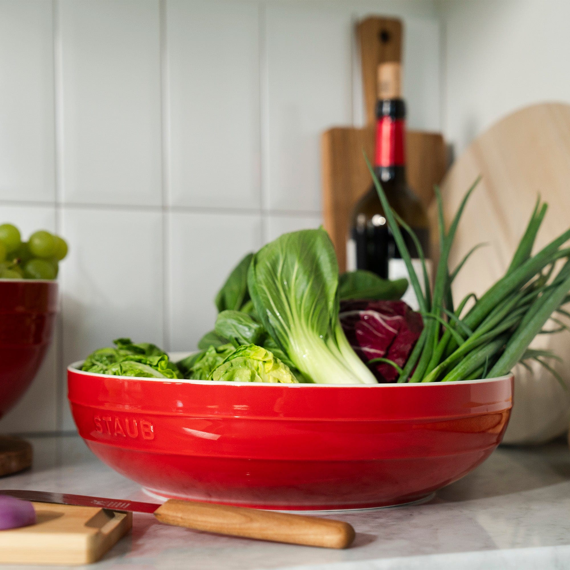 Staub Ceramic 11.5-inch Shallow Serving Bowl - Cherry