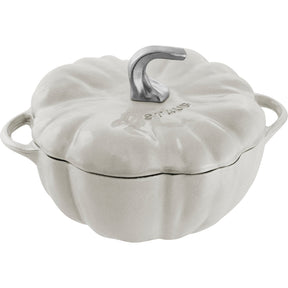 Staub Cast Iron 3.5-qt Pumpkin Cocotte with Stainless Steel Knob - White Truffle