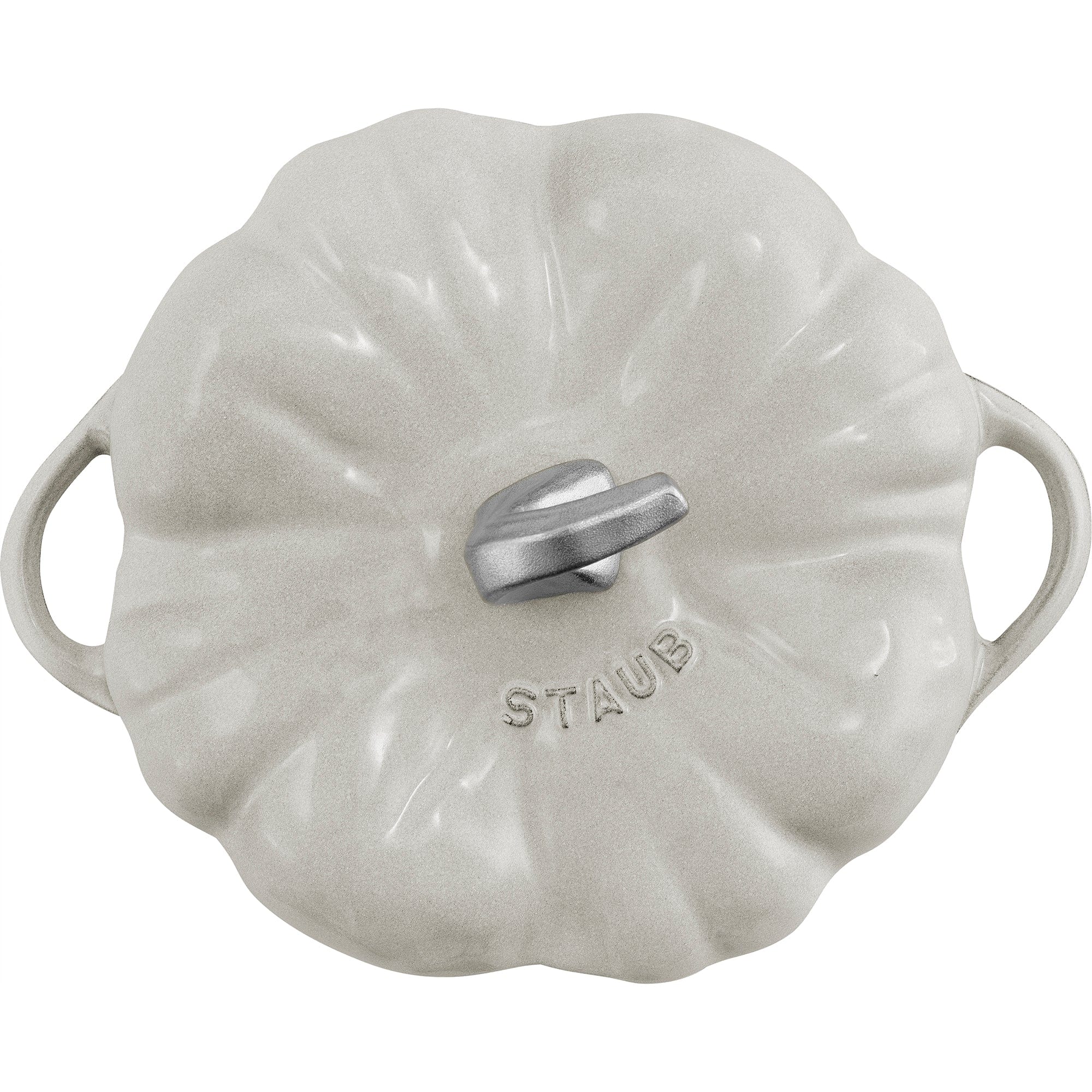 Staub Cast Iron 3.5-qt Pumpkin Cocotte with Stainless Steel Knob - White Truffle