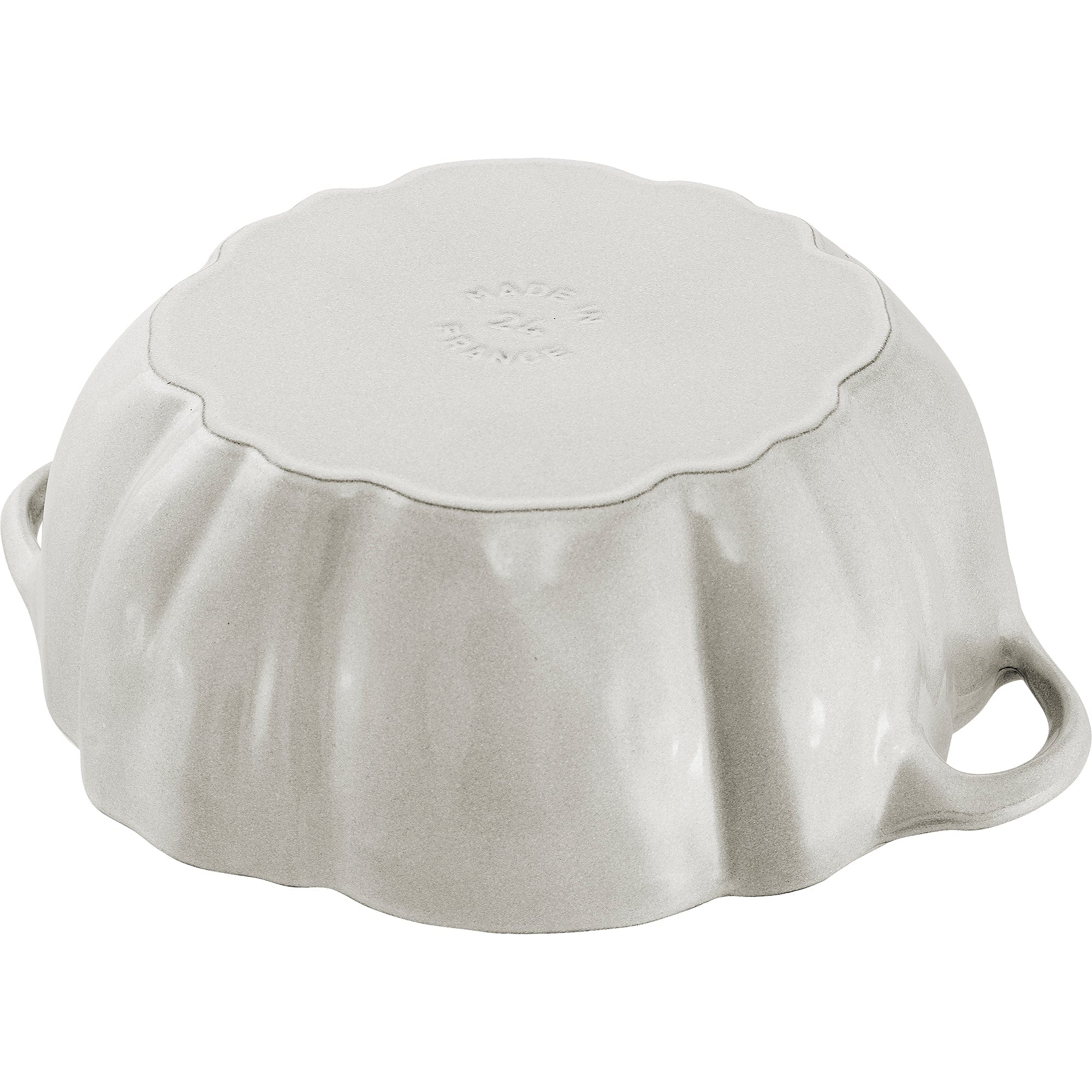 Staub Cast Iron 3.5-qt Pumpkin Cocotte with Stainless Steel Knob - White Truffle