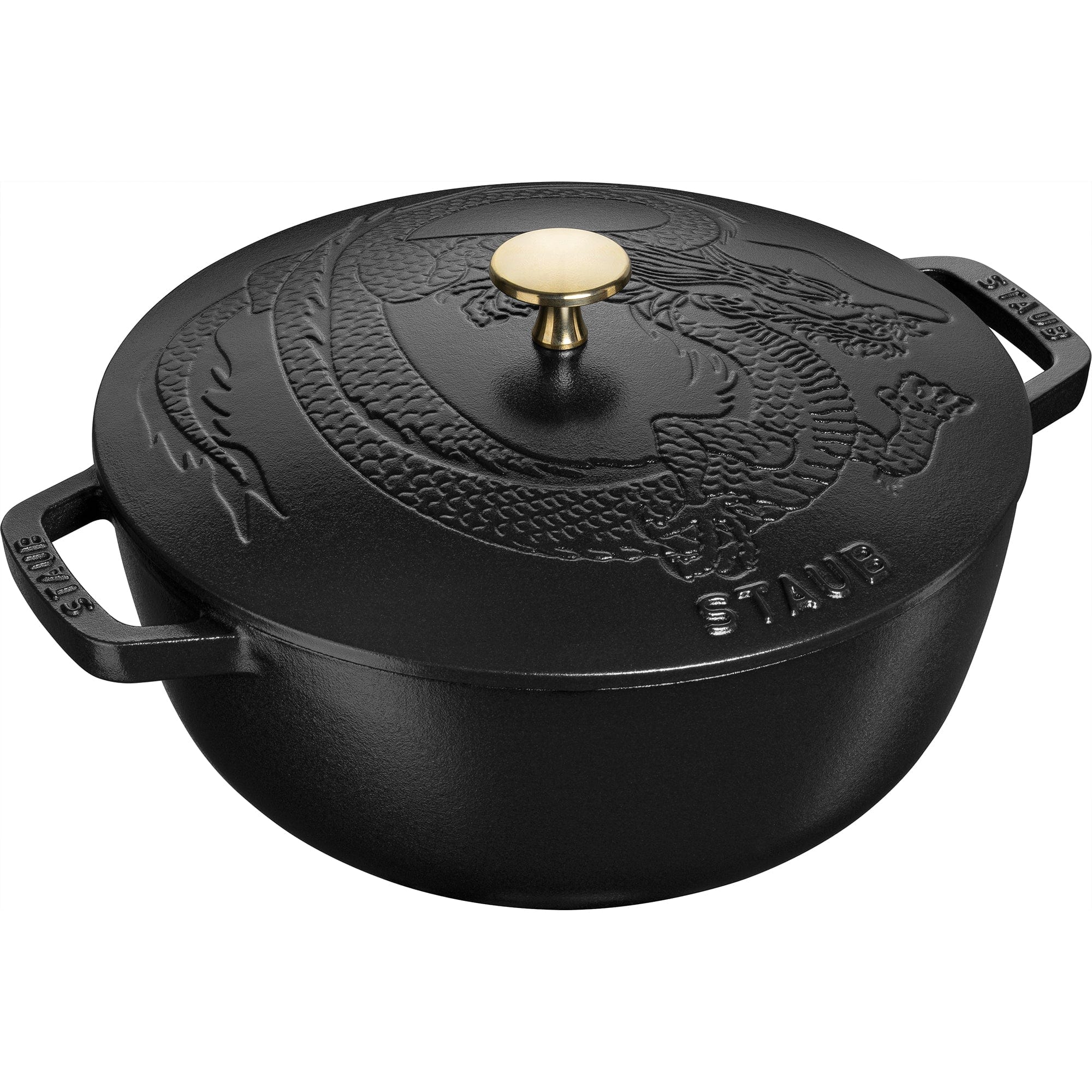 Staub Cast Iron 3.75-qt Essential French Oven with Dragon Lid - Matte Black