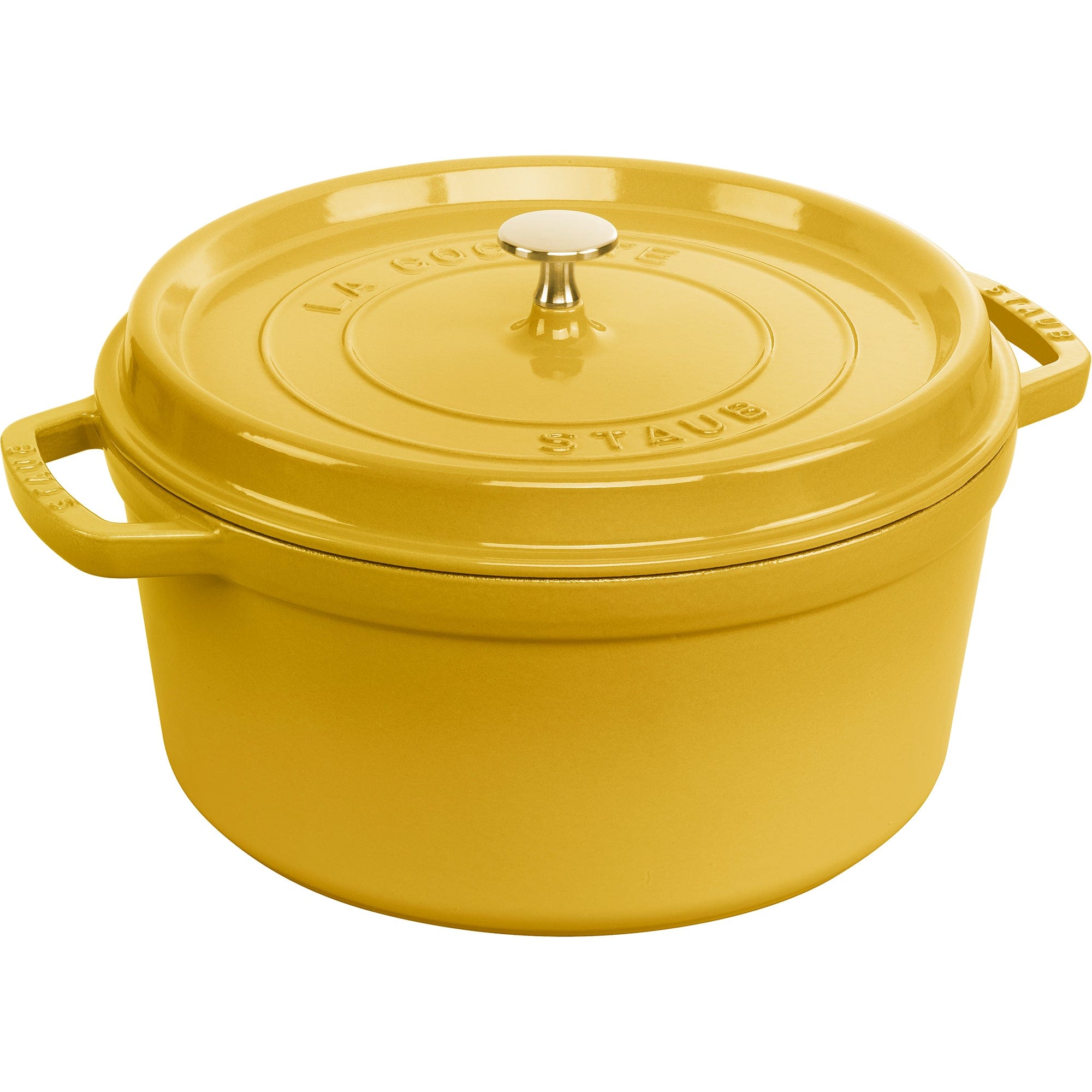 Staub Cast Iron Round Cocotte, Dutch Oven, 7-quart, serves 7-8, Made in France, Citron