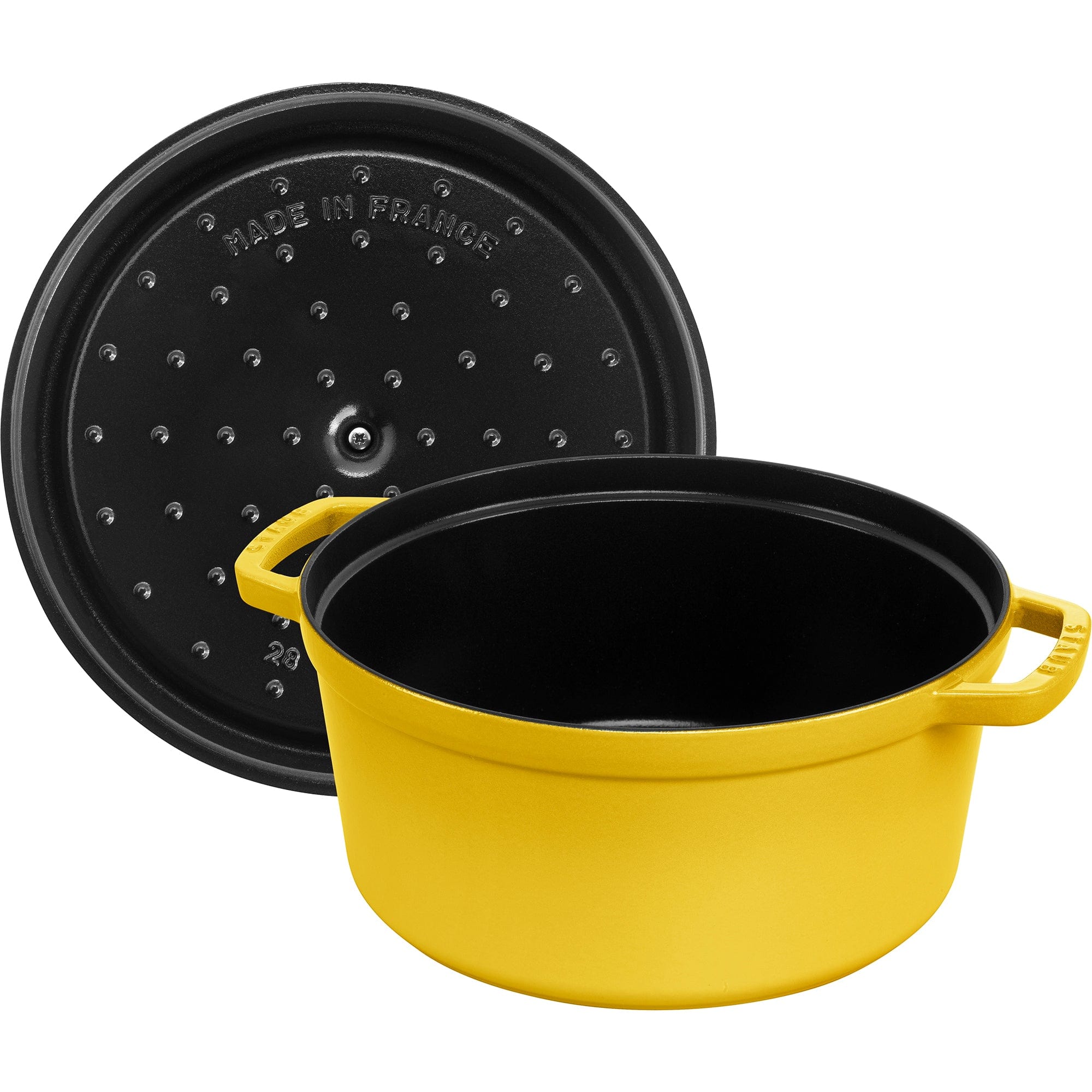 Staub Cast Iron Round Cocotte, Dutch Oven, 7-quart, serves 7-8, Made in France, Citron