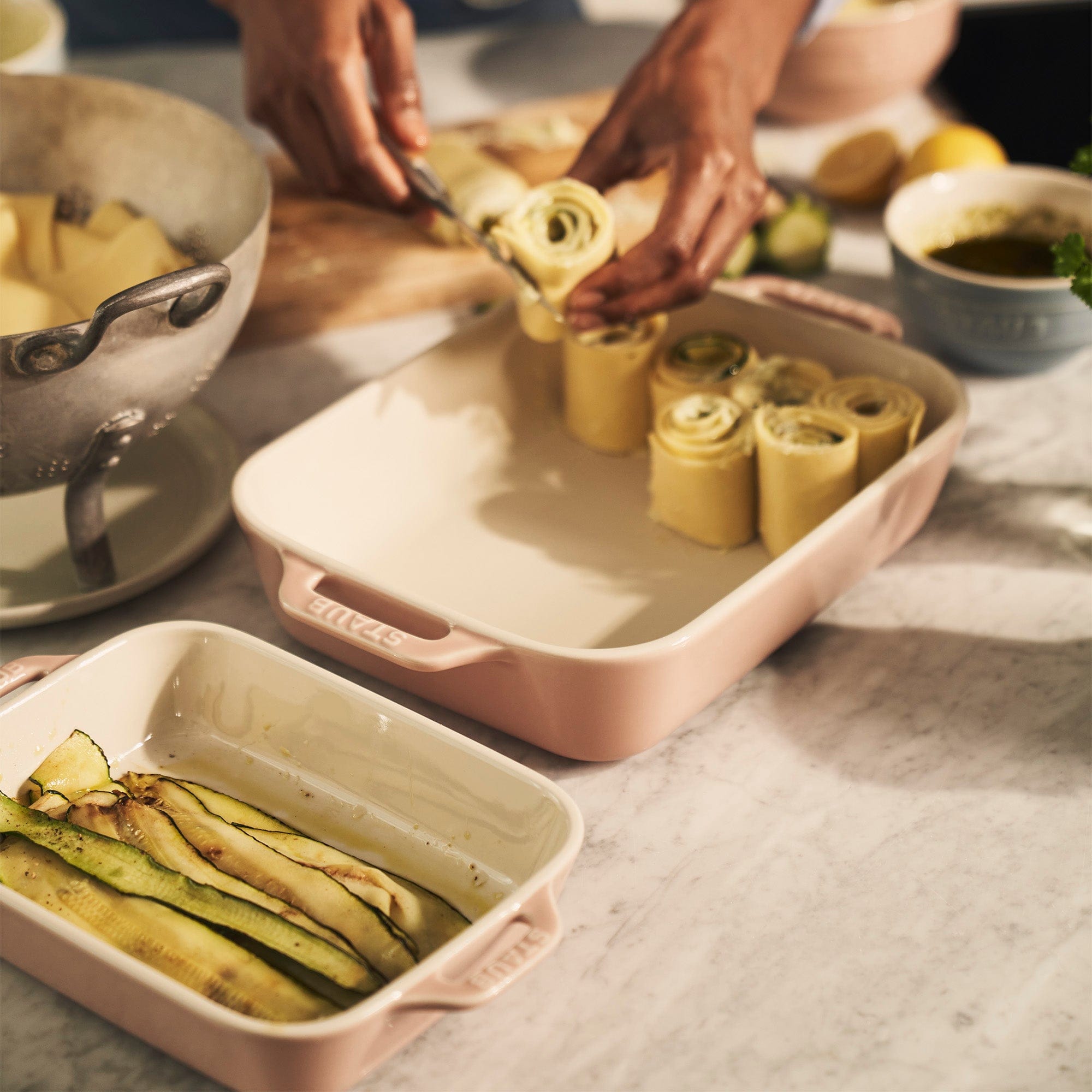 Staub Ceramic 2-pc Rectangular Baking Dish Set - Macaron Pastel Pink