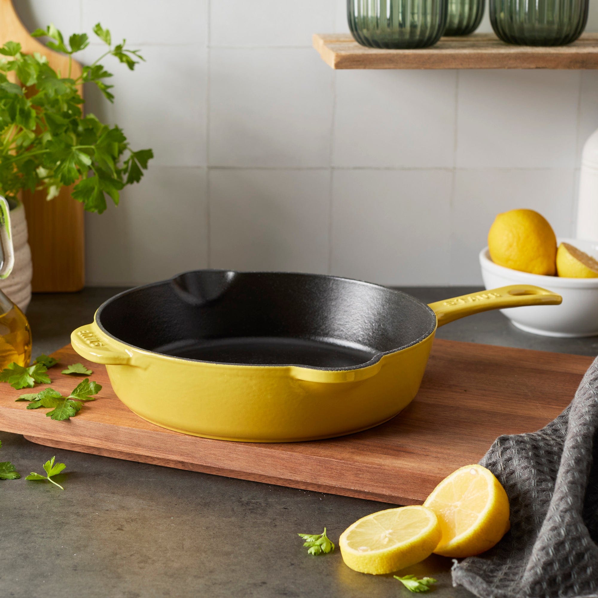 Staub Cast Iron 8.5-inch Traditional Deep Skillet - Citron