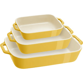 Staub Ceramic 3-pc Rectangular Baking Dish Set - Citron