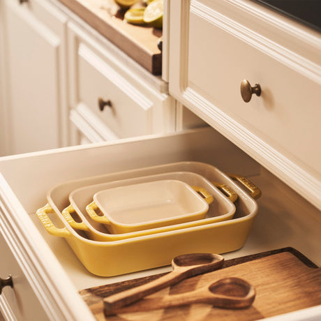 Staub Ceramic 3-pc Rectangular Baking Dish Set - Citron
