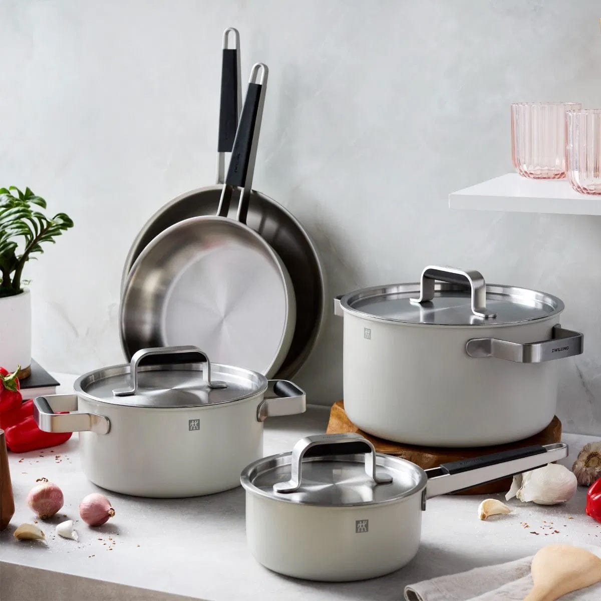 Zwilling Pure 8-pc Stainless Steel Cookware Set, Ivory