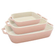 Staub Ceramic 3-pc Rectangular Baking Dish Set - Macaron Pastel Pink