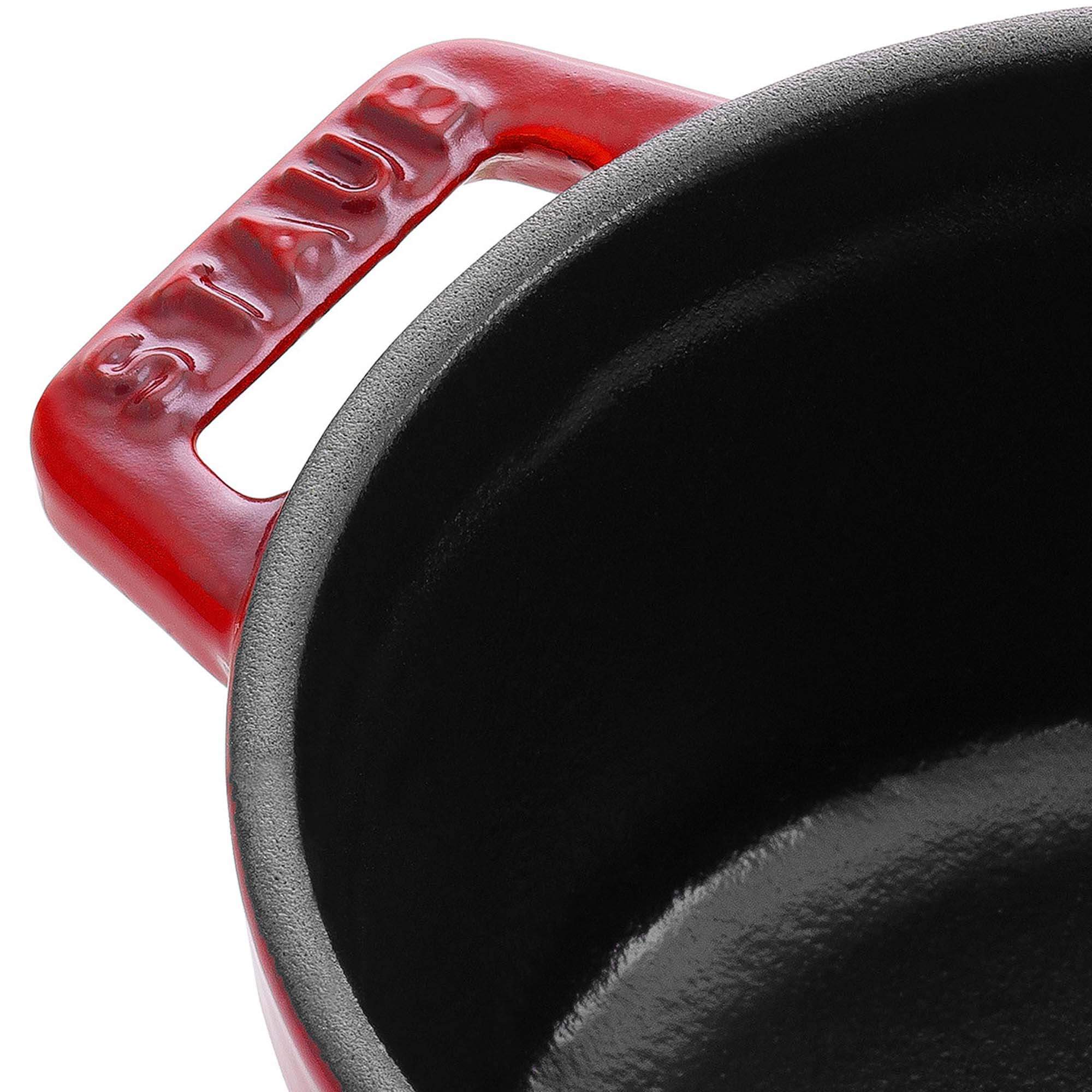 Staub Cast Iron Mini Round Cocotte, Dutch Oven, 0.25-quart, serves 1, Made in France, Cherry