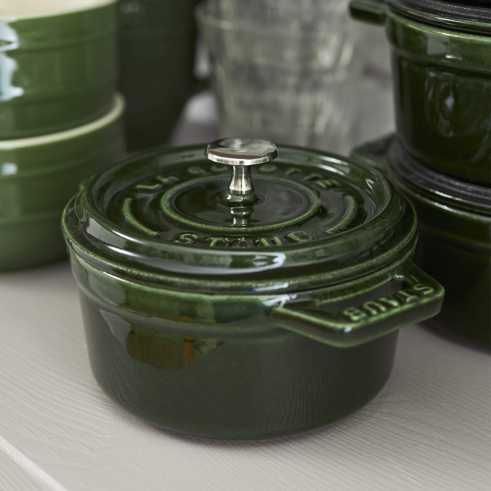 Staub Cast Iron 0.25-qt Mini Round Cocotte - Basil