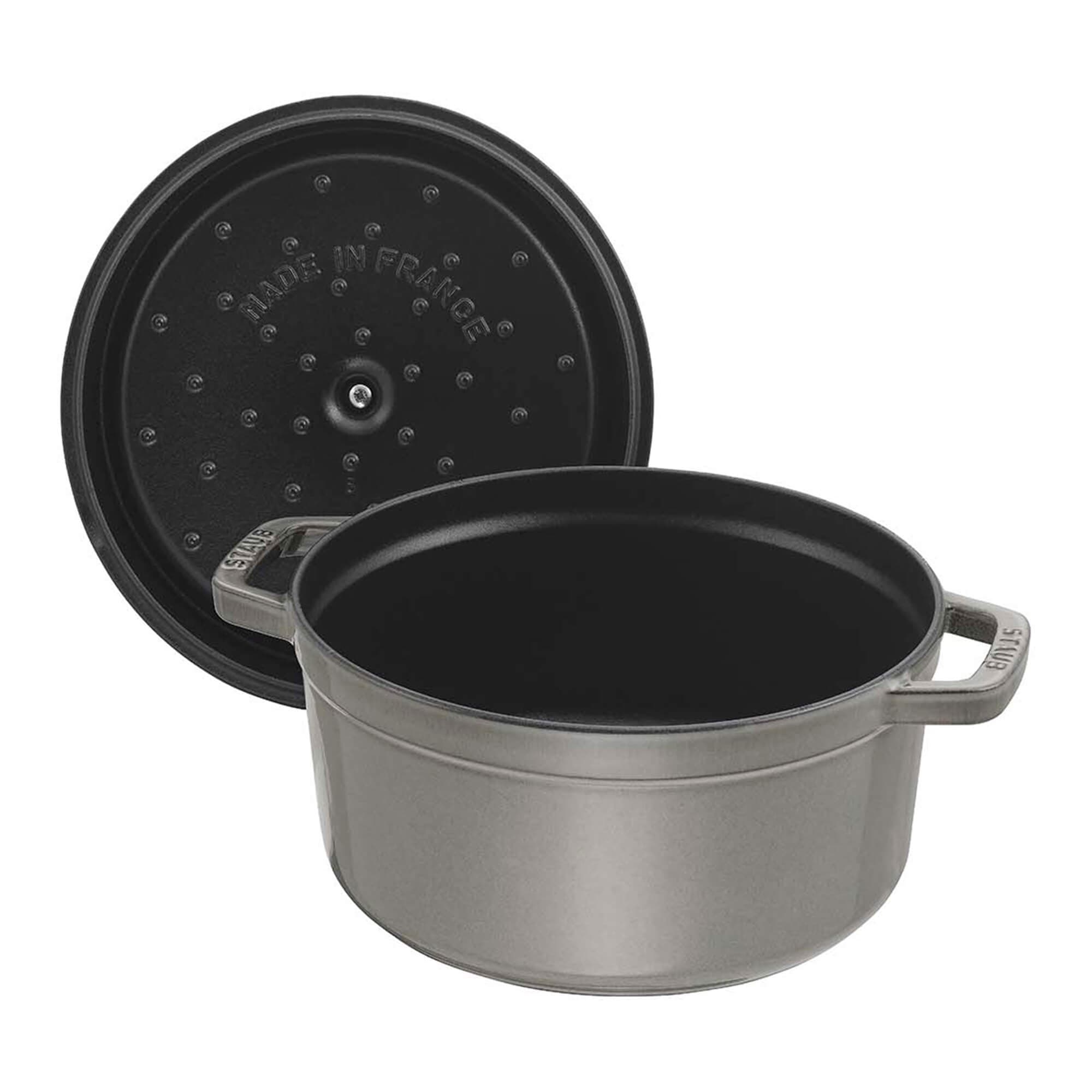 Staub Cast Iron 0.75-qt Round Cocotte - Graphite Grey