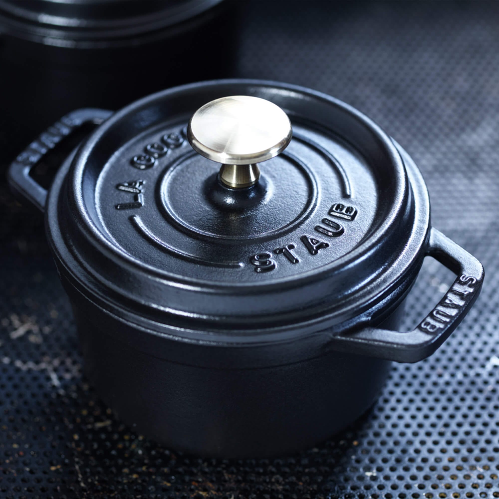 Staub Cast Iron 0.75-qt Round Cocotte - Matte Black