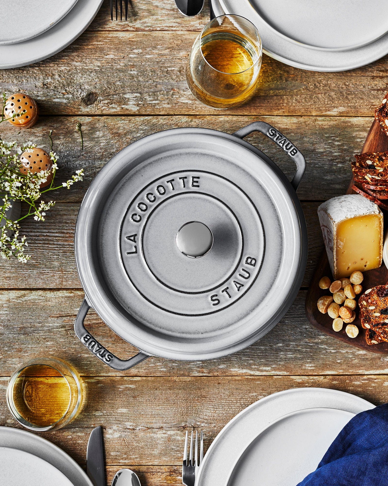 Staub Cast Iron 4-qt Round Cocotte - Graphite Grey