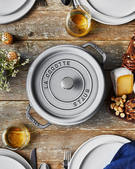 Staub Cast Iron 4-qt Round Cocotte, Dutch Oven - Graphite Grey
