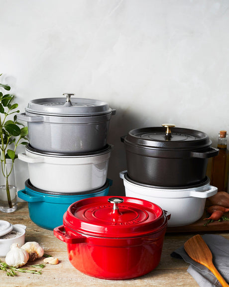 Staub Cast Iron 4-qt Round Cocotte, Dutch Oven - White Truffle