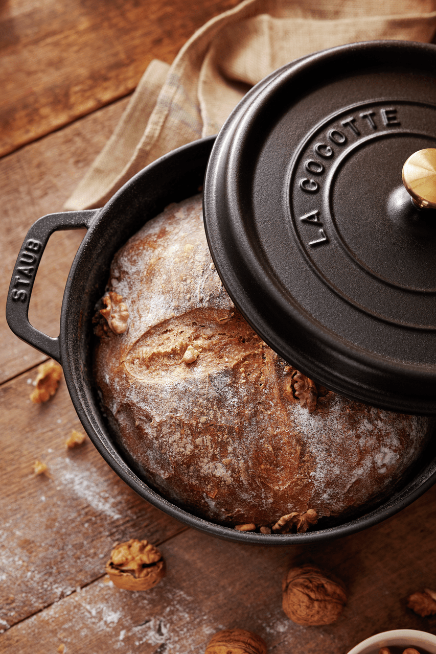 Staub Cast Iron Round Cocotte, Dutch Oven, 4-quart, serves 3-4, Made in France,  Matte Black