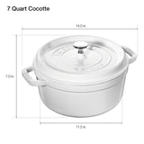 Staub Cast Iron 7-qt Round Cocotte, Dutch Oven - White