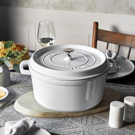 Staub Cast Iron 7-qt Round Cocotte, Dutch Oven - White