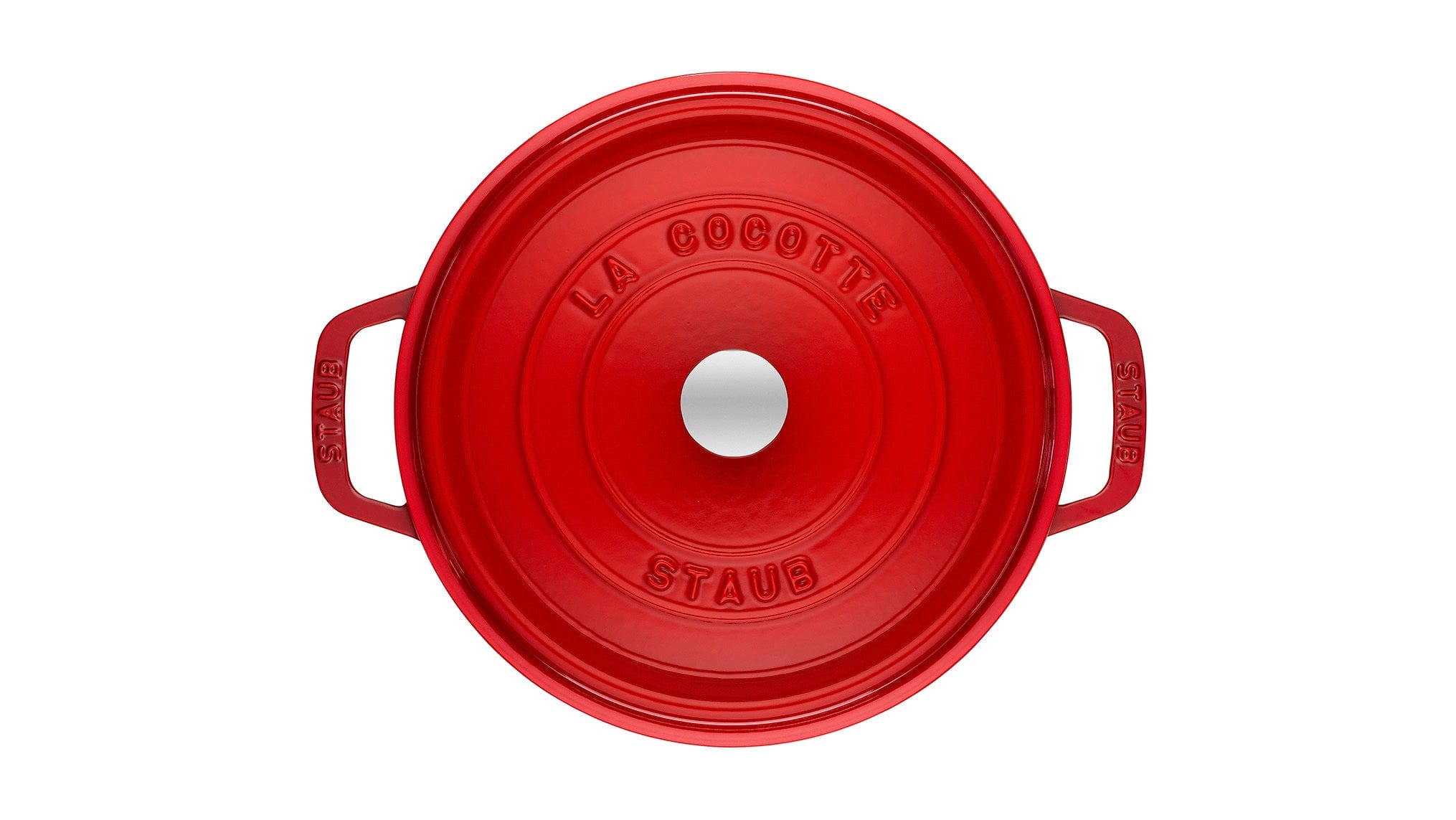 Staub Cast Iron Round Cocotte, Dutch Oven, 7-quart, serves 7-8, Made in France, Cherry