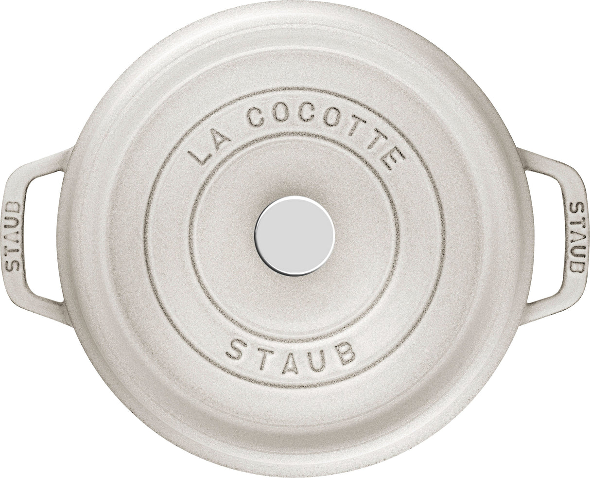 Staub Cast Iron 7-qt Round Cocotte, Dutch Oven - White Truffle