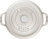 Staub Cast Iron 7-qt Round Cocotte, Dutch Oven - White Truffle