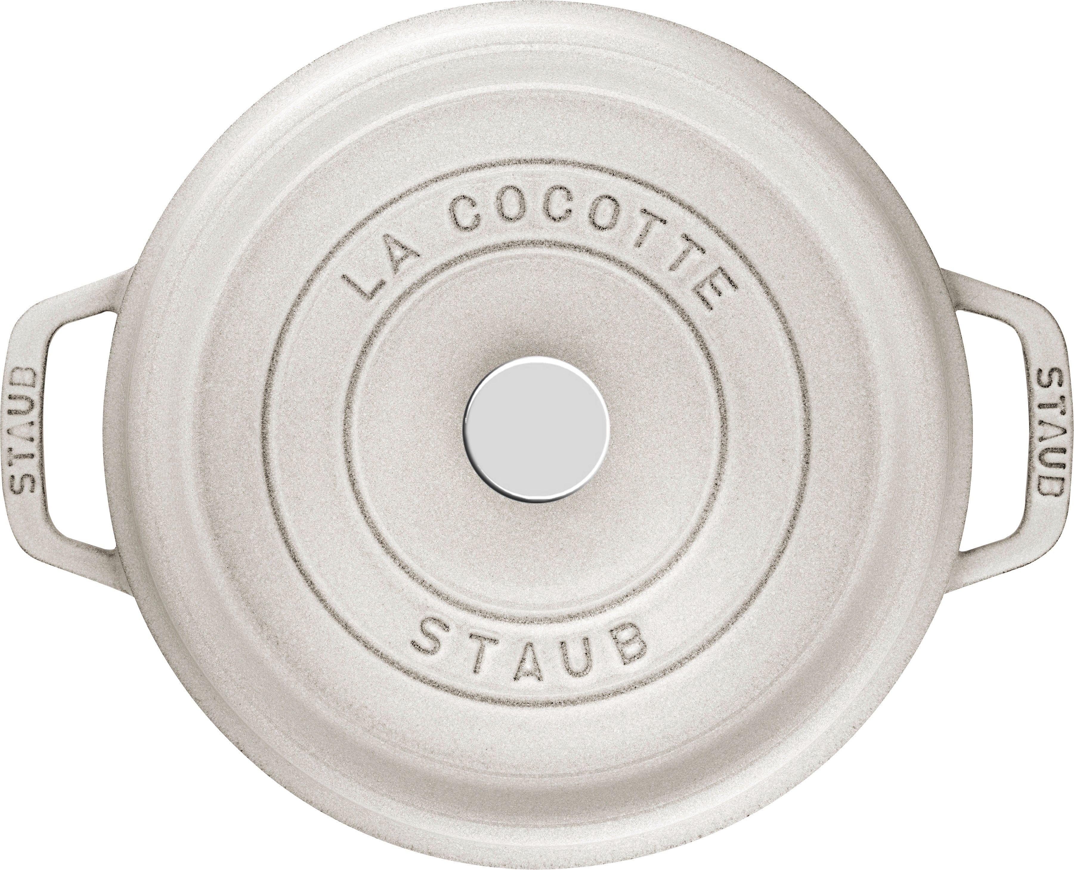 Staub Cast Iron 7-qt Round Cocotte - White Truffle