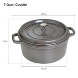 Staub Cast Iron 7-qt Round Cocotte, Dutch Oven - Graphite Grey